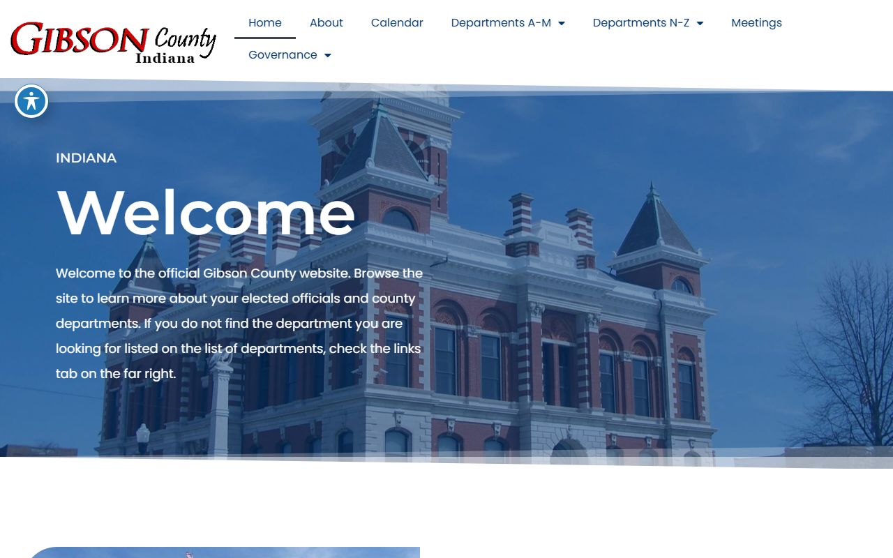 Gibson County homepage showing county services and resources for DUI records