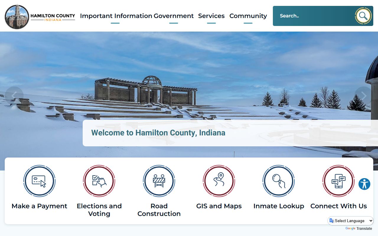Hamilton County homepage showing county offices and DUI records access
