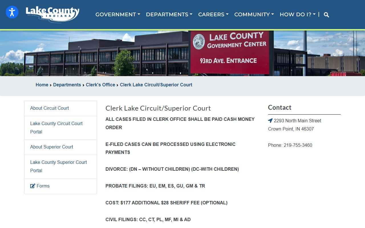 Lake County Clerk's Office page for Lake County DUI Records