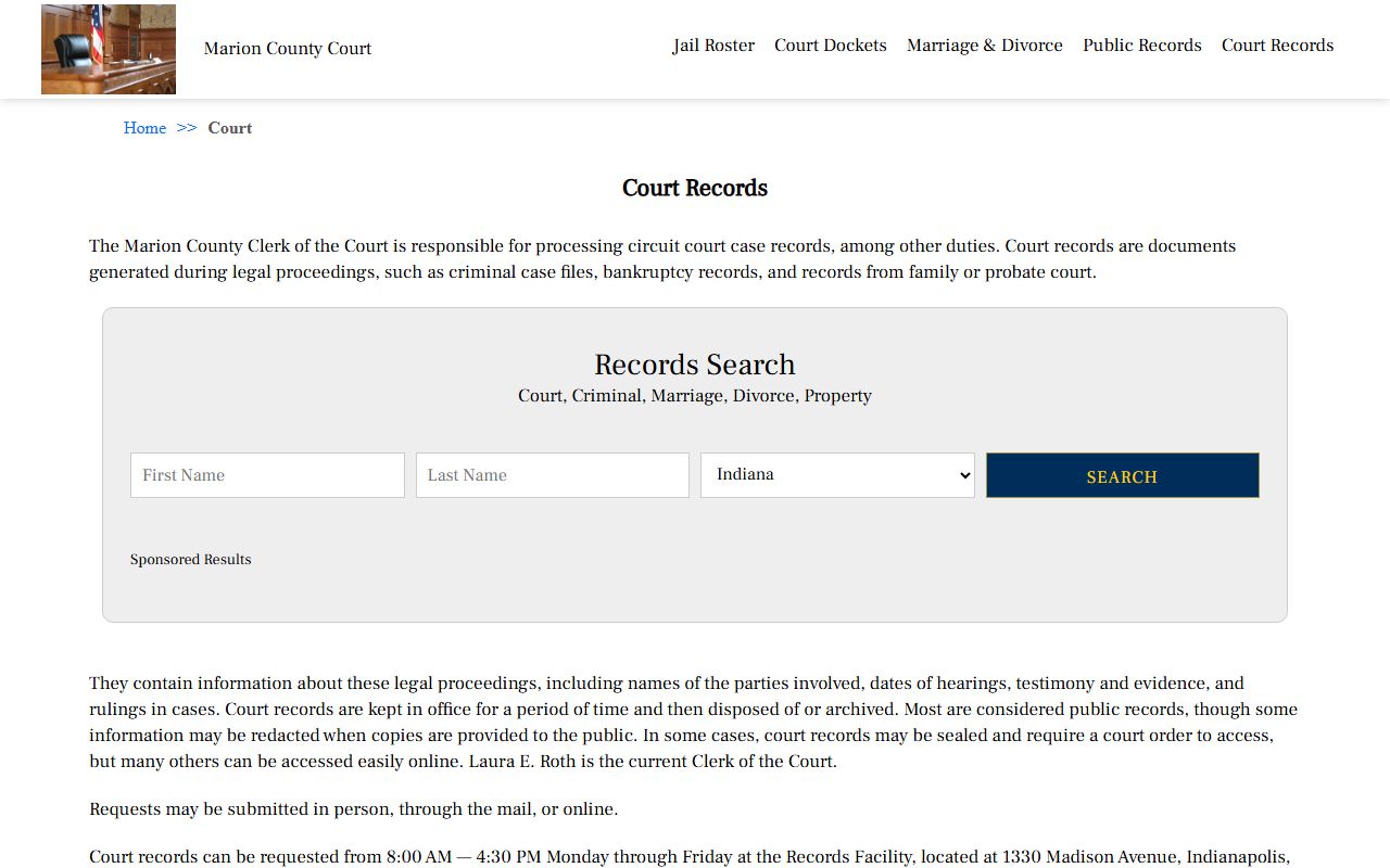 Marion County Court Records page for Marion County DUI Records