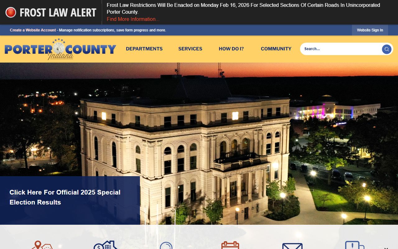 Porter County Indiana official homepage at portercountyin.gov