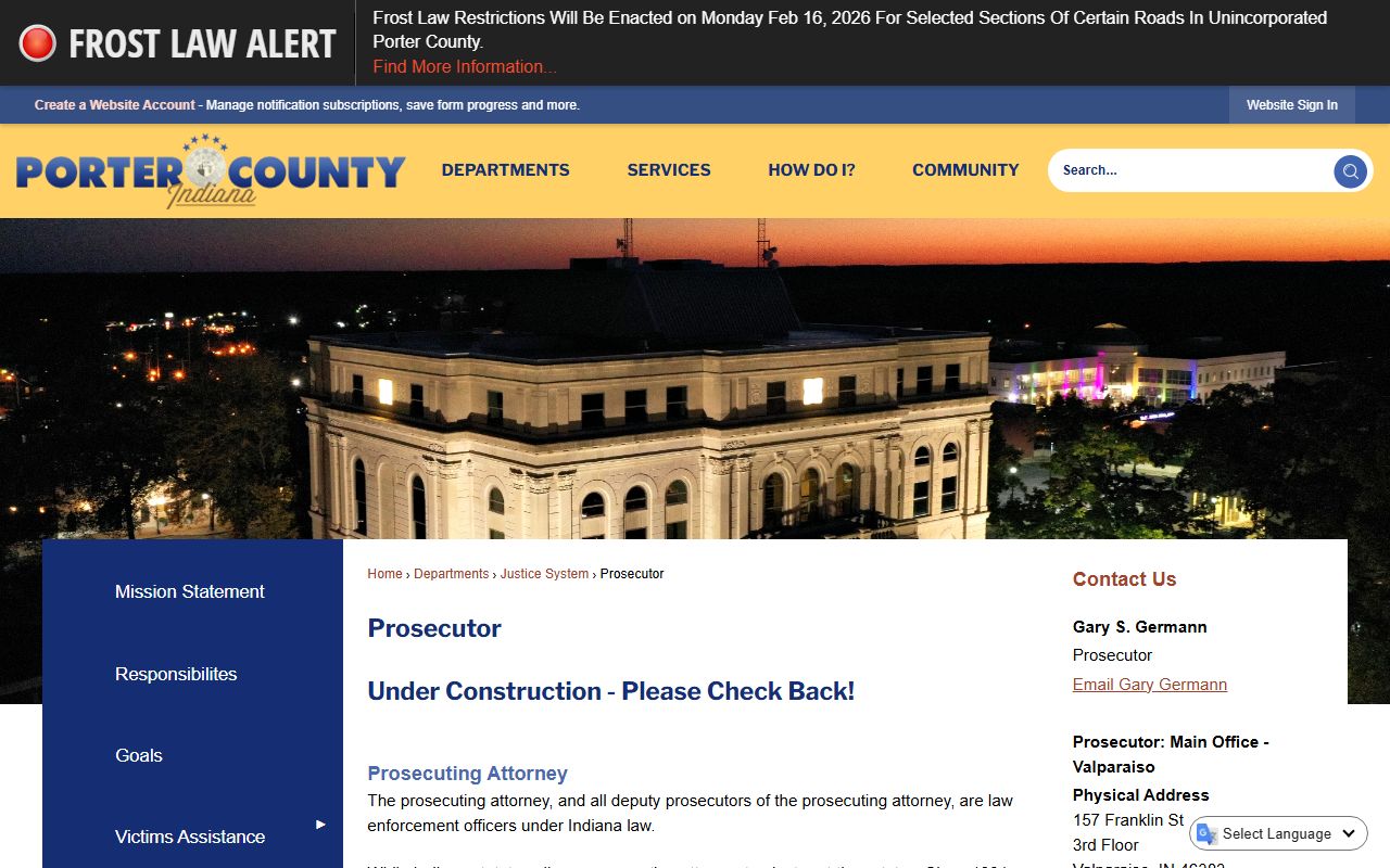 Porter County Prosecutor's Office handling OWI criminal charges