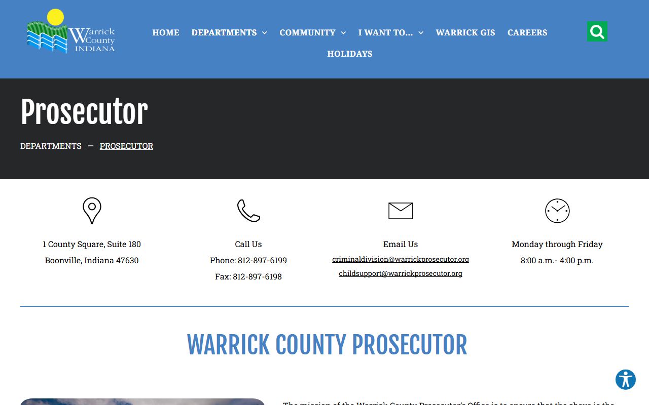 Warrick County Prosecutor's Office for Warrick County DUI Records
