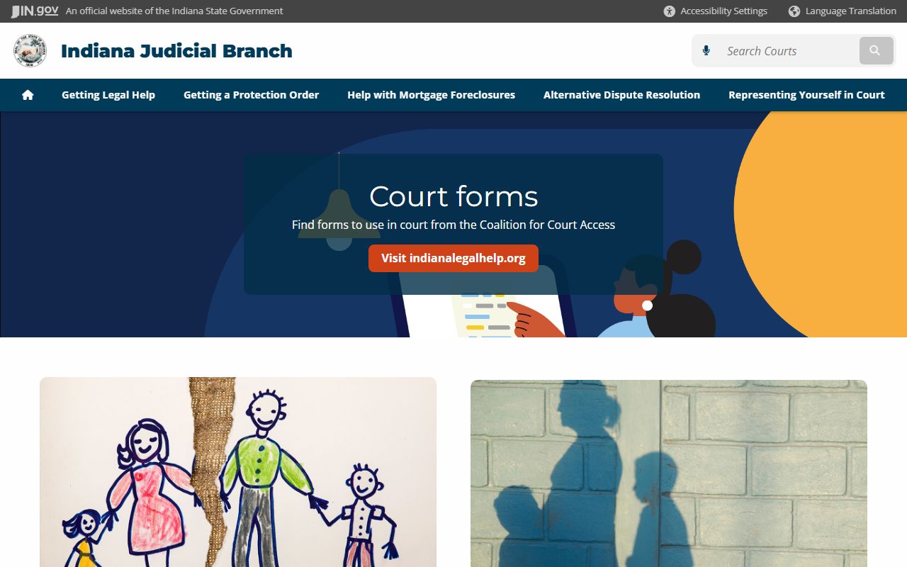 Indiana Self-Service Legal Center for DUI case forms and resources